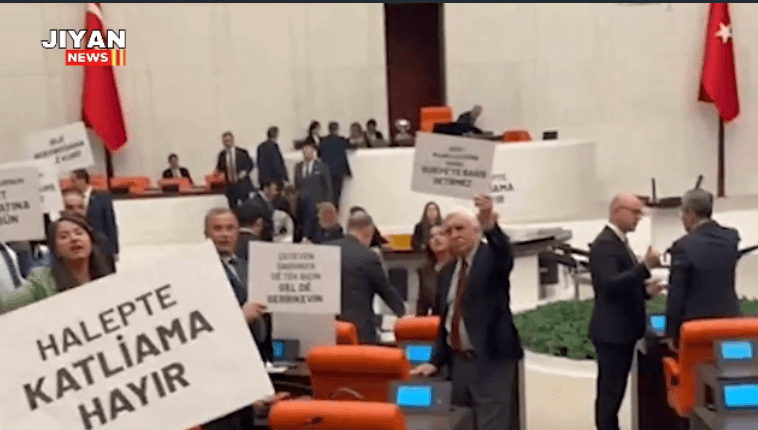 Halep’teki Kürtlere yönelik saldırılara işaret eden DEM Parti millevekilleri, “Rojava kırmızı çizgimizdir” diyerek, tepki gösterdi.